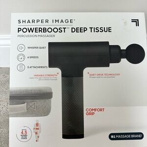 Sharper Image Black Percussion Massage Gun with Red Accent